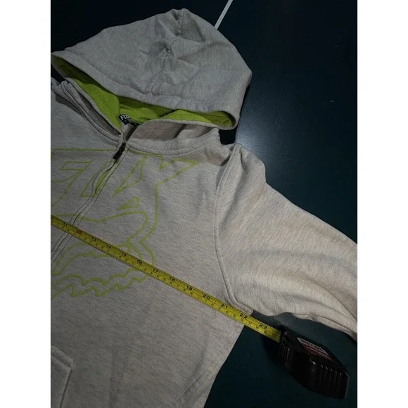 Vintage Fox Racing Hoodie Sweatshirt Womens Large Gray Neon Green Y2K Full Zip - Picture 11 of 12
